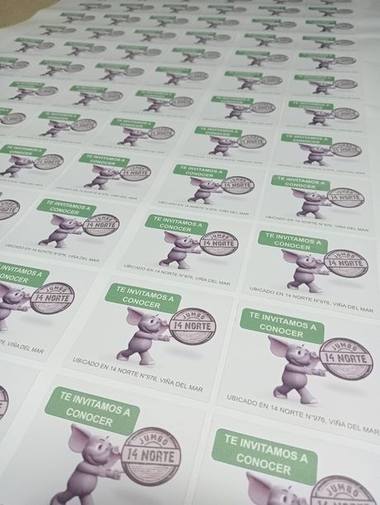 Stickers adhesivos, grabado por Grabados Franco